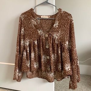 Brown Long-sleeve Top